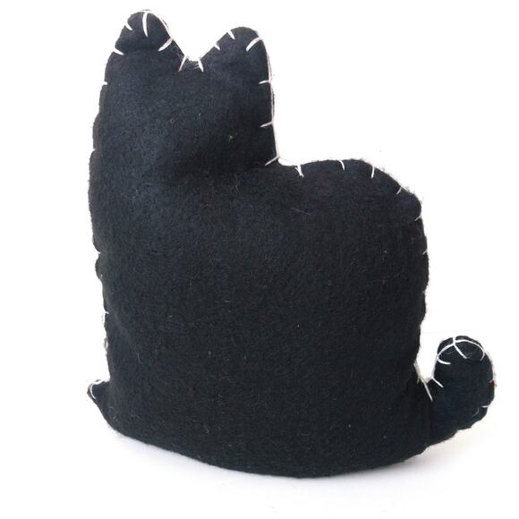 Stuffed Halloween Cat with Jack-O-Lantern Primitive Folk Art Decor Spooky Boho - Picture 3 of 8